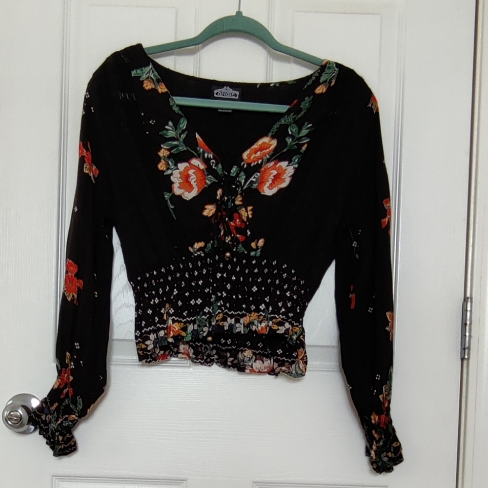 Angie Floral Cropped Blouse